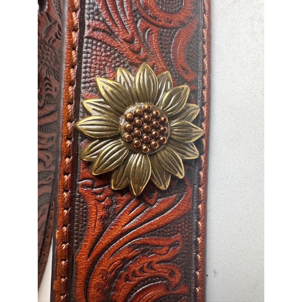 Ariat Womens Brown Leather Sunflower Tooled Western Belt XL A1533508 - Picture 5 of 6